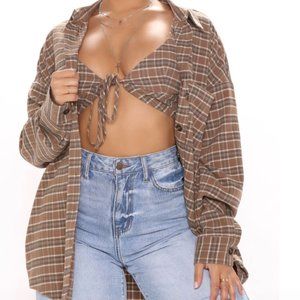 Call You Out Plaid Shirt Set